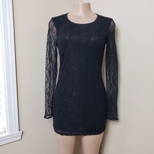 BISOU BISOU Black Lace Mini Dress